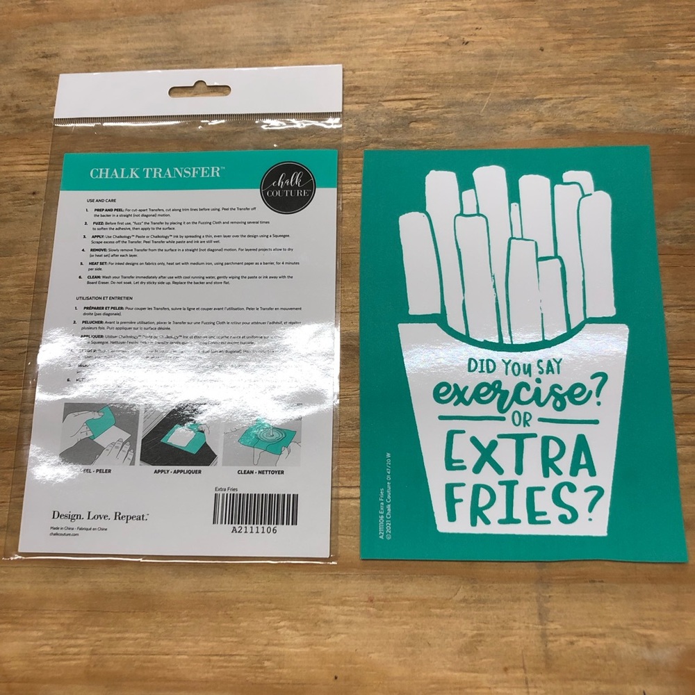 Chalk Couture Extra Fries transfer, new never used, transfer only